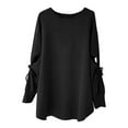 thumbnail image 4 of Womens Oversized Crewneck Sweatshirt, Fleece Pullover Top with Cut Out Sleeve Design, Casual Loose Fit Spring Outfits for Lounge, Daily Wear and Street Style Black, 4 of 5