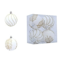 Christmas Ornaments,2.63in/60mm Flocked Christmas Balls Hanging Balls Glitter Plastic Balls Christmas Tree Ornament Set Of Four Christmas Indoor and Outdoor Decorations,White