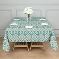 thumbnail image 3 of Blue Pioneer Flower Pattern Square Tablecloth,Waterproof Square Table Cover,Wipeable Spillproof Washable Table Cover for Home Kitchen Party Decor 42"X42"(107x107cm), 3 of 6
