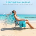 thumbnail image 4 of Pirecart Low Backpack Beach Chair, Wide 25" Foldable Beach Chair with 5-Position Lay Flat & Headrest, Storage Bag, Cooler Pouch,Towel Bar, Sky Blue, 4 of 9