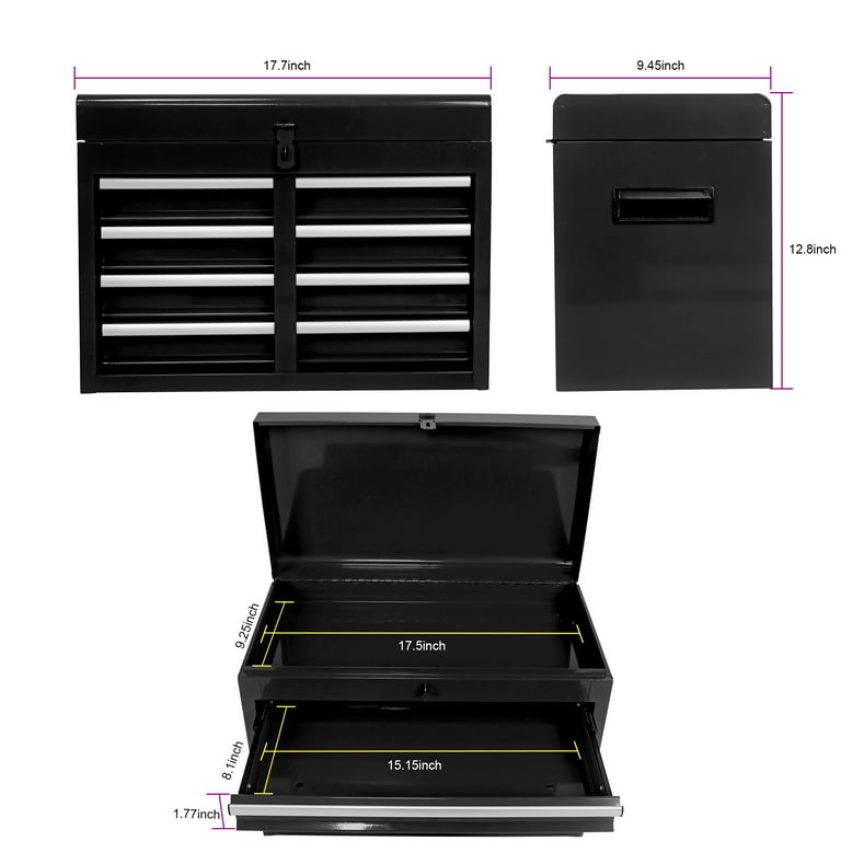 Odaof 8-Drawer High Capacity Rolling Tool Chest with Lock, Tool Storage  Cabinet Removable Portable Box with Sliding Drawers and 4 Wheels for Garage