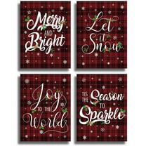 Hieng Christmas Art Prints,Set of 4 Snowflake Wall Art -Let It Snow Canvas Poster, Christmas Quotes Wall Decoration for Living Room Bedroom, No Frames
