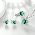 thumbnail image 5 of Juwaliy Heart Jewelry Sets for Women Mother's Day Gift,Emerald May Birthstone Necklace Earrings Ring Jewelry Green 925 Sterling Silver Christmas Birthday Gifts, 5 of 8
