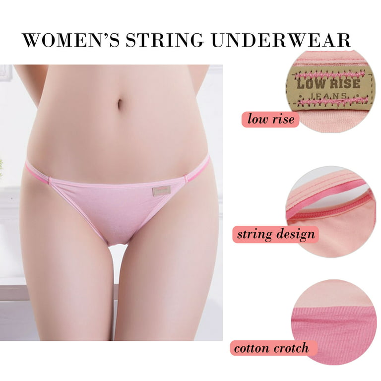 Buankoxy Women Sexy Silky String Bikini Panties Comfort Cheeky Underwear  Briefs 6 Pack,Size 5