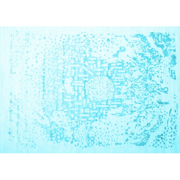 Ahgly Company Indoor Rectangle Abstract Light Blue Contemporary Area Rugs, 7' x 10'