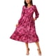 thumbnail image 2 of INSPIRE CHIC Vestidos de Chifón para Mujeres con Mangas Largas Semi Transparentes con Volantes y Capas, Vestido Bohemio Floral con Bolsillo, Rojo Rosa S, 2 of 6