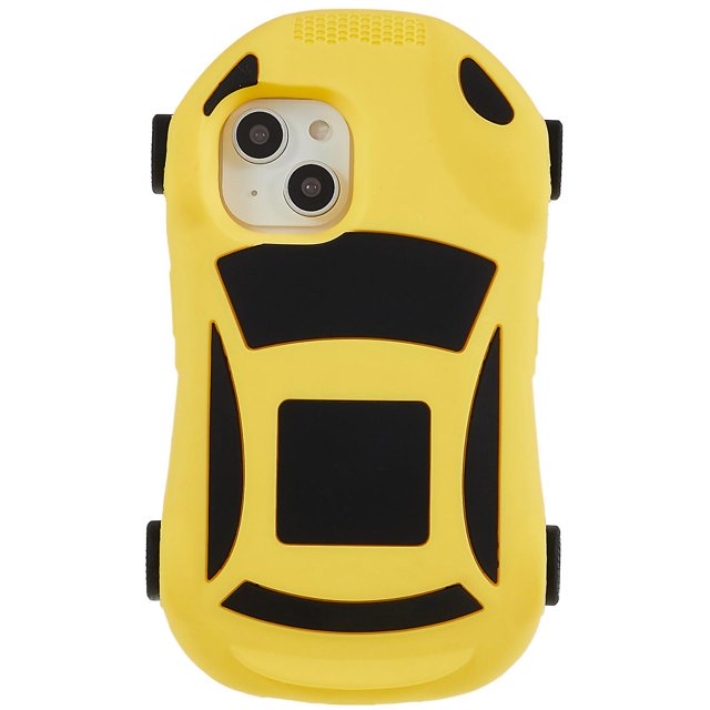 Para Iphone 14 caja del teléfono con forma de coche de carreras con 4 poleas Juguete de cubierta a prueba de golpes de silicona - iPhone 14 Amarillo oso de fresa Electrónica