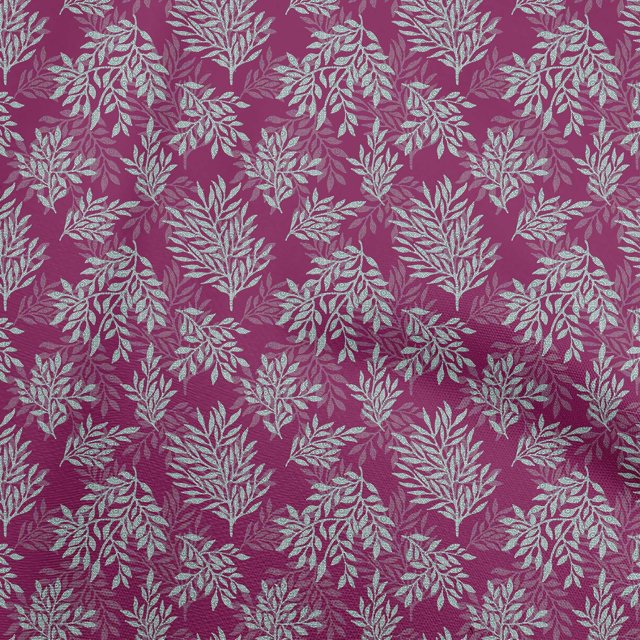 oneOone Georgette Viscose Dark Magenta Fabric Boho Decorative Leaf Craft Projects Decor Fabric Printed By The Yard 42 Inch Wide