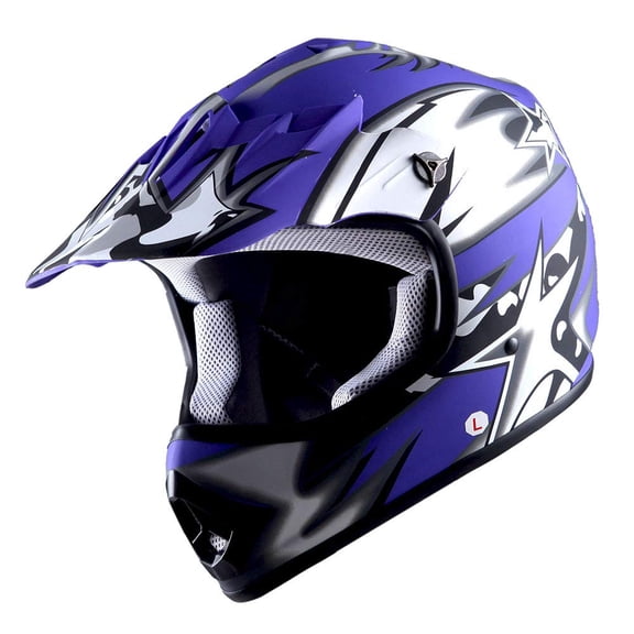 Casco WOW para niños de motocross BMX MX ATV Star, color azul mate