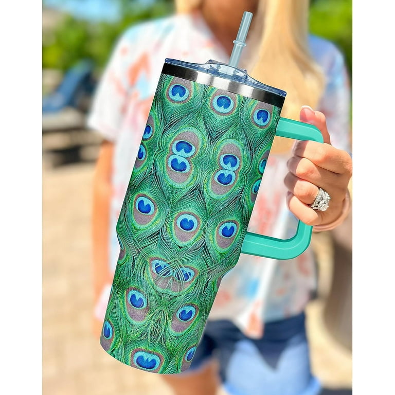 40 oz Tumbler with Handle and Straw Lid Leak Proof