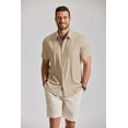 thumbnail image 4 of COOFANDY Mens Linen Shirts Short Sleeve Stretch Shirts Beach Summer Wedding Shirt Button Down Shirt, 4 of 6