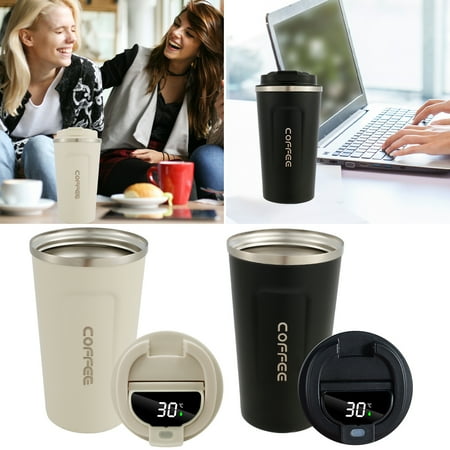 

ODOMY 510ml Smart Coffee Cup with Temperature Display Stainless Steel Travel Mugs for Hot and Cold Drinks Leakproof Insulation Tea Cups Bottle for Camping Travel