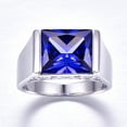 thumbnail image 3 of Men's Ring 10ct Square-Cut Created Blue Tanzanite 925 Sterling Silver Engagement Wedding Bands, 3 of 7