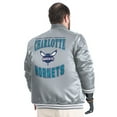 thumbnail image 3 of Men's G-III Sports by Carl Banks Gray Charlotte Hornets Adaptive Bold Logo Satin Varsity Jacket, 3 of 5