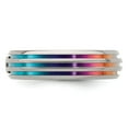 thumbnail image 3 of Solid Titanium Triple Groove Multicolor Anodized White Sapphire Wedding Band Ring Size 9.5, 3 of 8