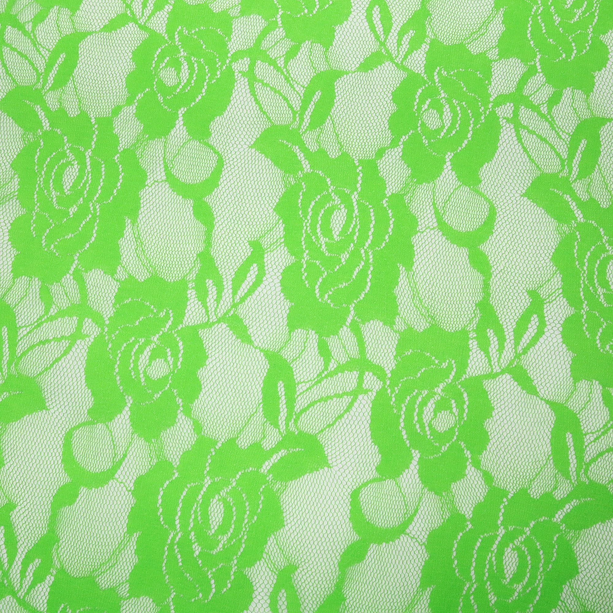 Romex Textiles Nylon Spandex Lace Fabric with Rose Design - Neon Lime