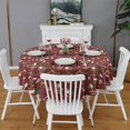 thumbnail image 2 of Red Christmas Santa Pattern Round Tablecloth 60"x60",Wrinkle Wipeable Table Cloth for Kitchen Dining Room Picnic Patio Party, 2 of 6
