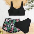 thumbnail image 2 of 3T Bathing Suit Girl Girls Swimsuit 3 Piece Bikini Set with Shorts Tropical Floral Print Bathing Suit Girls' Swimwear 13-14 years, 2 of 5