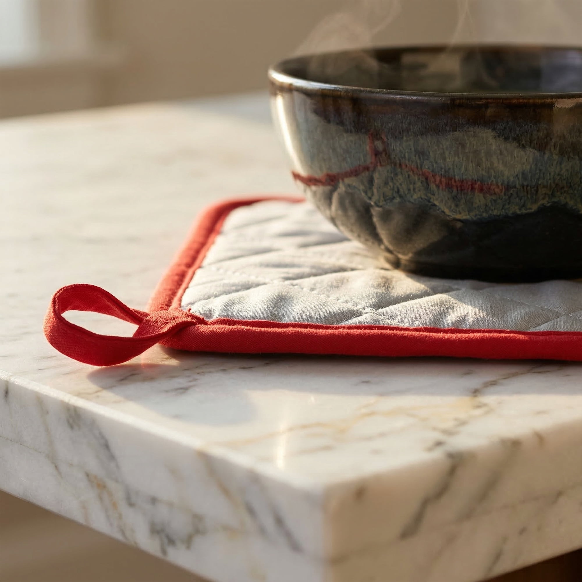 Unique Bargains 2 Pcs Square Pot Holders Heat Resistant Non Slip Pads Red 7.1"x7.1"