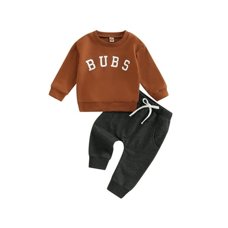 

2Pcs Newborn Baby Boys Pants Sets Checkerboard Letter Print Long Sleeve Pullover Tops + Trousers