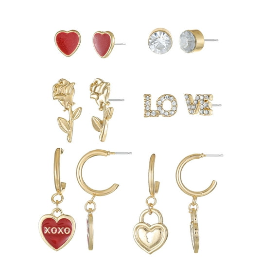 Way to Celebrate Valentine's Day Motif Drop Earrings, 6 Pair