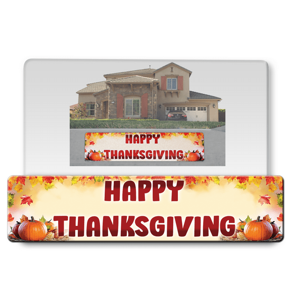 Happy ThanksGiving Day Stickers Outdoor/Indoor for Office, Home Decoration, Wall, Window Decals, Super Highly Reflective Aluminum Curb Wrap Pumpkin Pie Stickers, Easy Peel & Stick (3"x10" )
