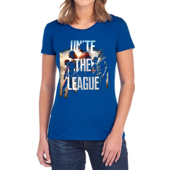 Justice League Movie Dawn Women's T Shirt, Royal, Medium