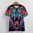 thumbnail image 3 of Tiger Animal Graffiti Women's Short Sleeve Tops Casual Blouses T Shirt, 3 of 6
