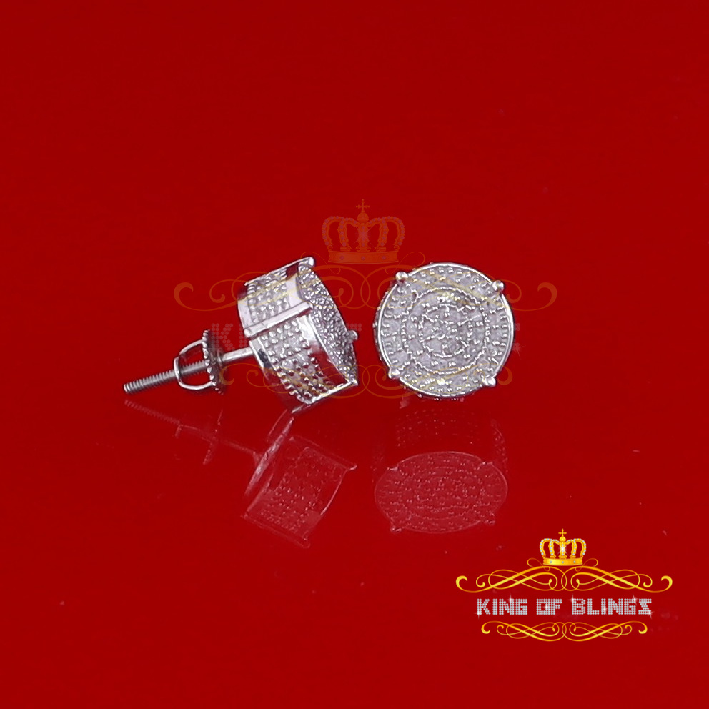King of Bling's 925 Sterling Silver White Hip Hop 0.40ct Diamond Men's/ Women's Stud Earrings