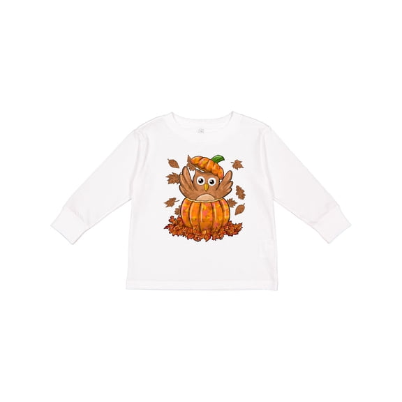 Inktastic Owl in a Pumpkin- cute for Halloween and Thanksgiving Boys or Girls Long Sleeve Toddler T-Shirt