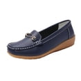 thumbnail image 1 of Dark Blue Ladies Flat Shoes For Spring And Summer Round Toe With Metal Buckle Slip On Design Comfortable For Daily Wear And Various Activities Size 42, 1 of 9