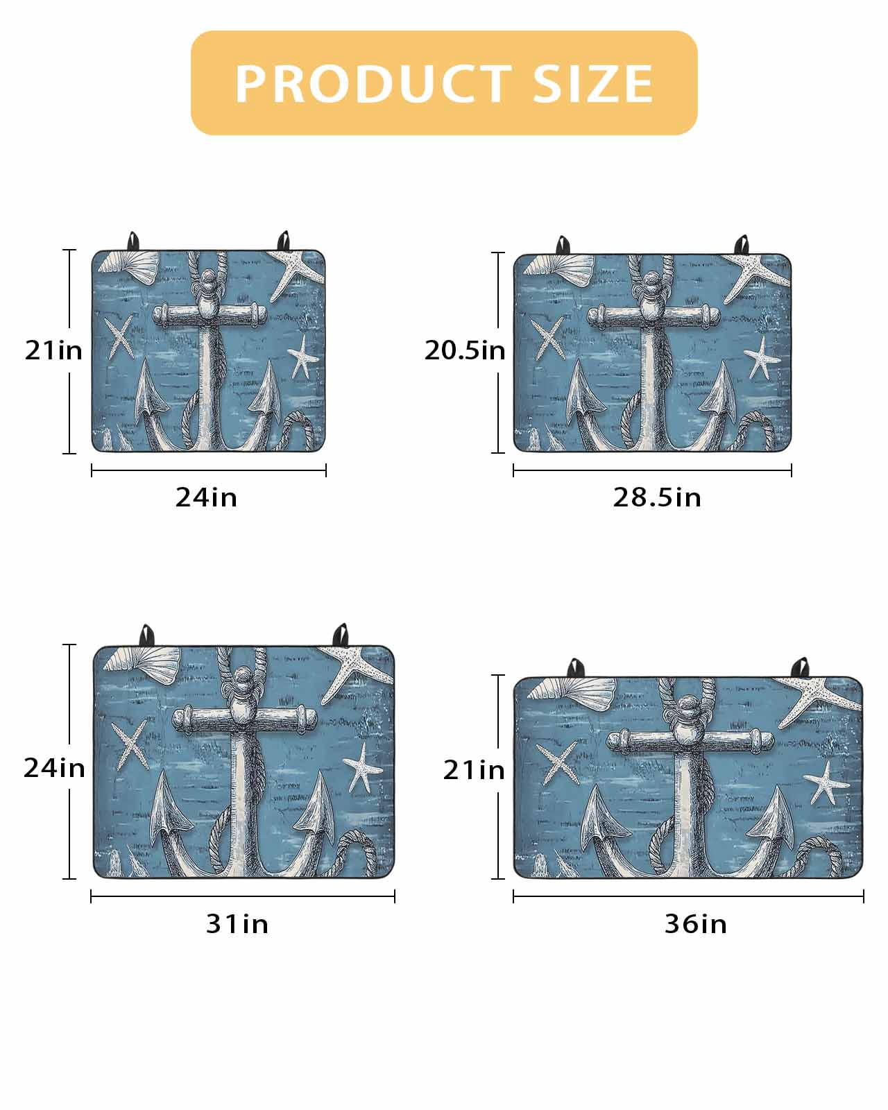 nqOlkjepod Large Induction Cooktop Protector Mat 36"x21", Blue Nautical Anchor Stove Top Covers for Electric Stove, Summer Coastal Ocean Starfish Shell Stove Burner Cover Mats, Glass Top Stove Cover