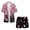 Cherry Blossom, variant on Xoenoiee Dog Paw Plaid Print Women's Hawaiian Beach Outfit 2 Piece Short Sleeve Swim Cover Up Shorts Set Summer Open Front Kimono Cardigan Vacation Beachwear, Size S