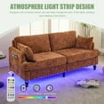 thumbnail image 4 of 68.9" Sofa Couch,Modern 2 Seater Upholstered Loveseat Sofa Couch with LED light&USB for Living Room,Bedroom,Orange, 4 of 8