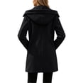 thumbnail image 7 of cocolona Womens Hooded Pea Coat Elegant Solid Color Long Sleeve Winter Warm Jacket Casual Loose Open Front Double Breasted Overcoat, 7 of 7