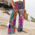 thumbnail image 2 of Kilaqueen Womens Boho Palazzo Pants Wide Leg Beach Pants High Waisted Lounge Pants with Pockets Business Work Pants, 2 of 5