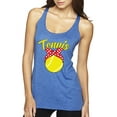thumbnail image 1 of Wild Bobby, Tennis Mom Cute Bow Ribbon Tennis Ball, Mother's Day, Women Tri-Blend Racerback Tank Top, Vintage Royal, X-Large, 1 of 3