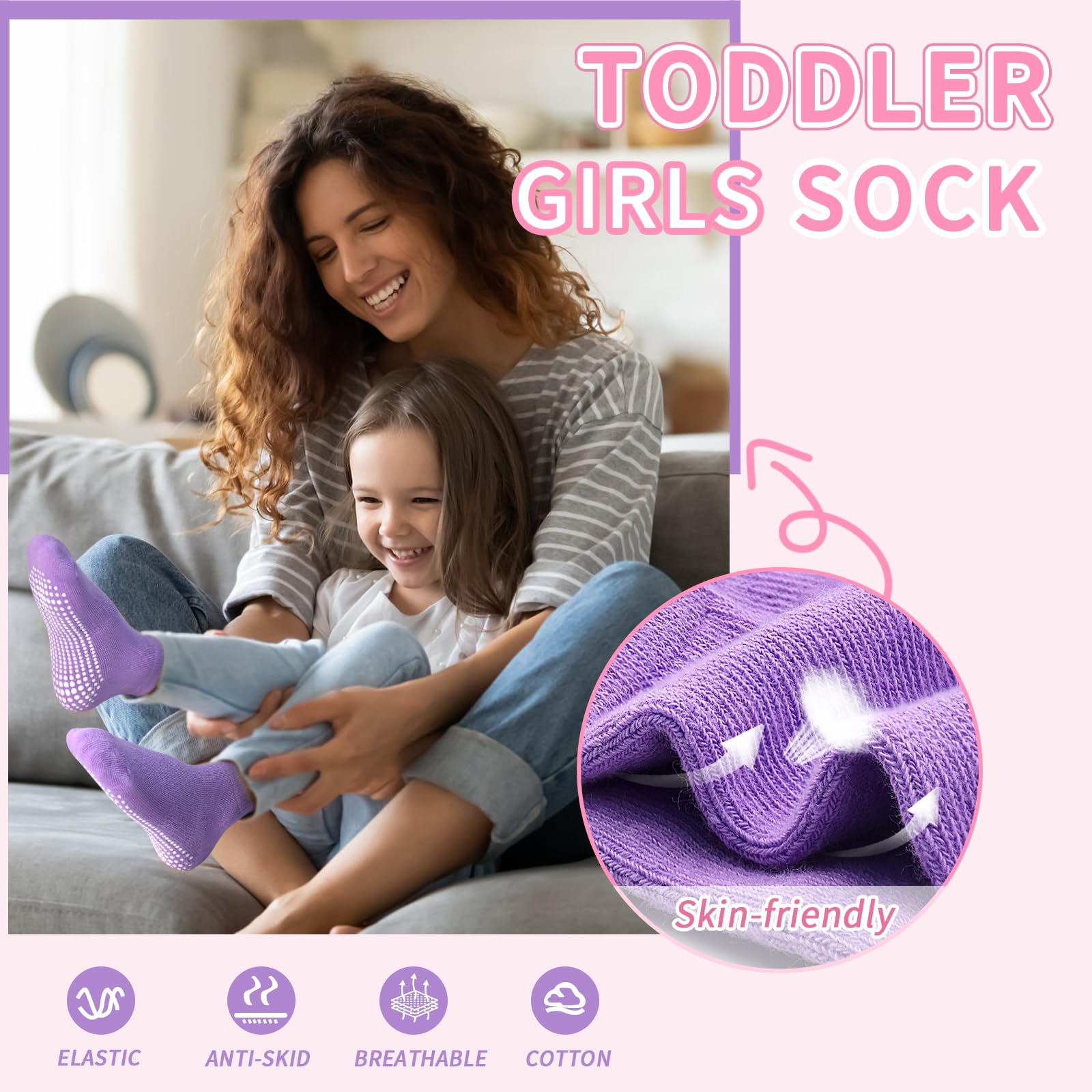 Hycles Toddler Girl Non-Slip Ankle Socks 12-Pair photo 4