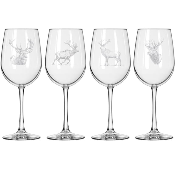 Set of 4 Wine Glass for Red or White Wine Gift Elk Collection (16 oz Tall Stemmed)