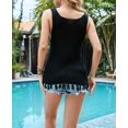 thumbnail image 5 of Womens Summer Knit Sweater Tank Tops Round Neck Crochet Hollow Out Sleeveless Casual Crop Shirt Black L, 5 of 10