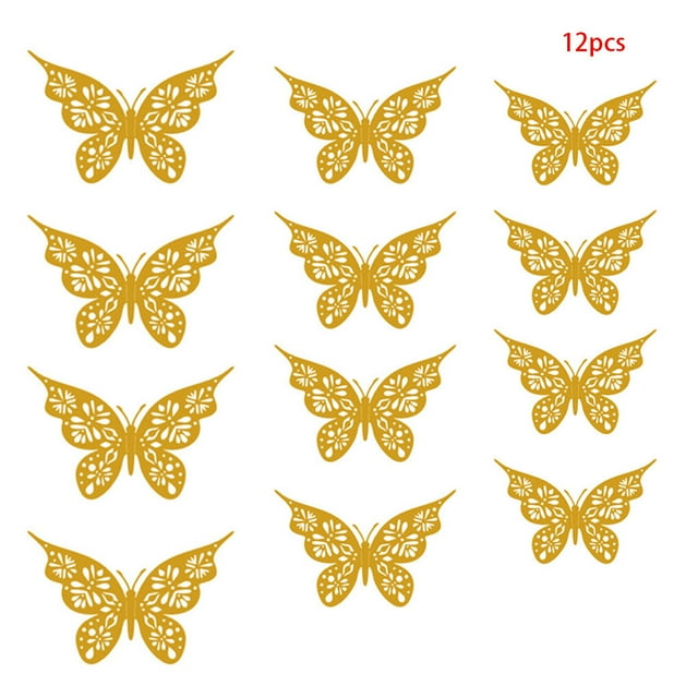 DIY Wall Stickers Hollow Insect Fridge Decals Sticking Fridge Decals Sticking Paperboard Stickers for Home Decor, LK04-Gold
