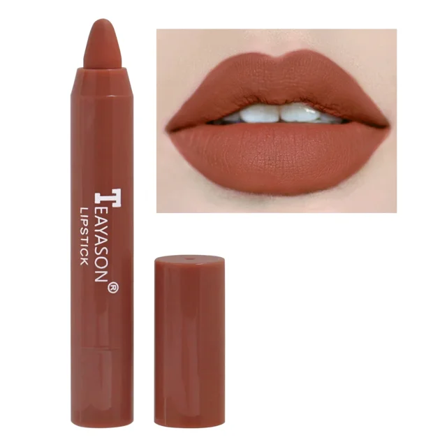 3 unids/set de lápiz labial mate de terciopelo, cosméticos, resistente al agua, duradero, lápiz labial de crayón desnudo, lápiz delineador de labios marrón no pegajoso, maquillaje