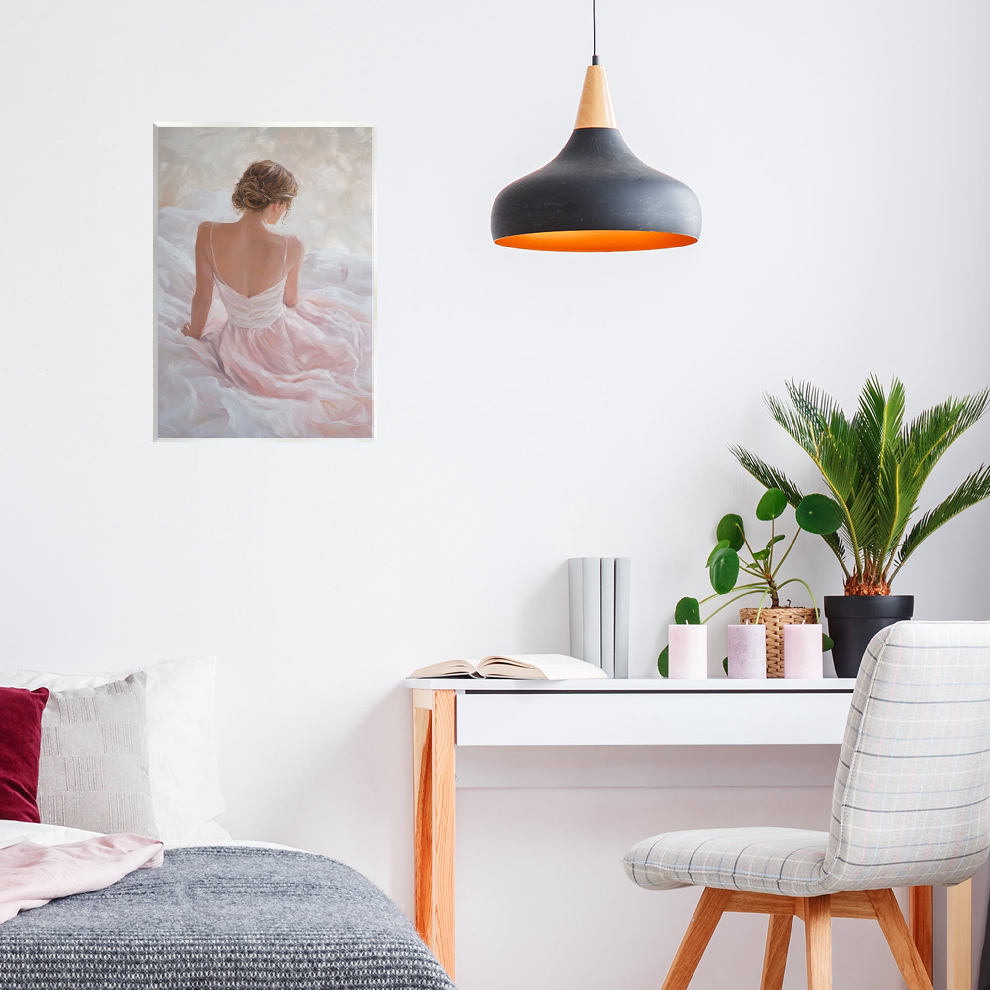 Stupell Industries Quiet Reflection in Pastel Pink Wall Plaque Art, design by Petal Prints Design