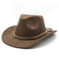 thumbnail image 2 of Women's Western Denim Suede Curved Top Hat Brim Hat English Jazz Hat Girls Cowboy Hat, 2 of 6