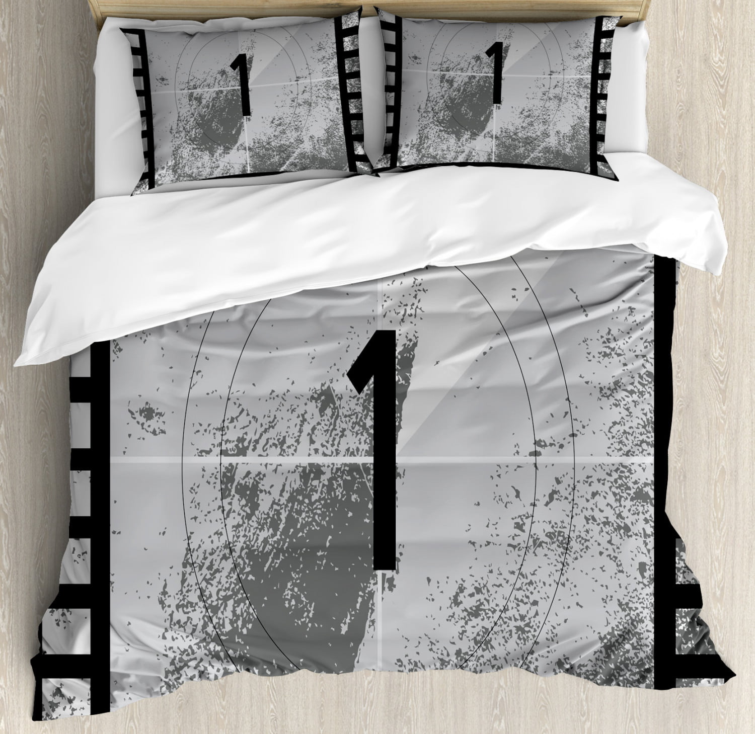 Old Hollywood King Size Duvet Cover Set Film Countdown Number One
