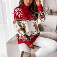 thumbnail image 5 of Women's Ugly Christmas Sweater Reindeer Snowflake Knitwear Long Sleeve Turtleneck Knitted Jumper Pullover Tops, 5 of 6