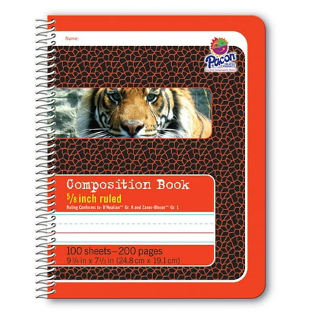 Primary Composition Book, Spiral Bound, D'Nealian/Zaner-Bloser, 5/8" x 5/16" x 5/16" Ruled, 9-3/4" x 7-1/2", 100 Sheets