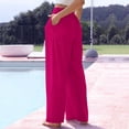 thumbnail image 4 of Jxximdong Pants for Women Womens Daily Elastic Waist Pockets Straight Solid Color Casual Pants Loose Long Trousers Pink XXXL Trousers, 4 of 6