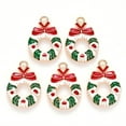 thumbnail image 2 of Alloy Enamel Pendants for Christmas Christmas Wreath with Bowknot Light Gold Colorful 23x16x3mm Hole: 2mm, 2 of 2
