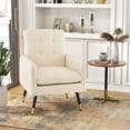 thumbnail image 2 of Costway Linen Fabric Accent Chair Modern Single Sofa Chair with Solid Metal Legs White, 2 of 8